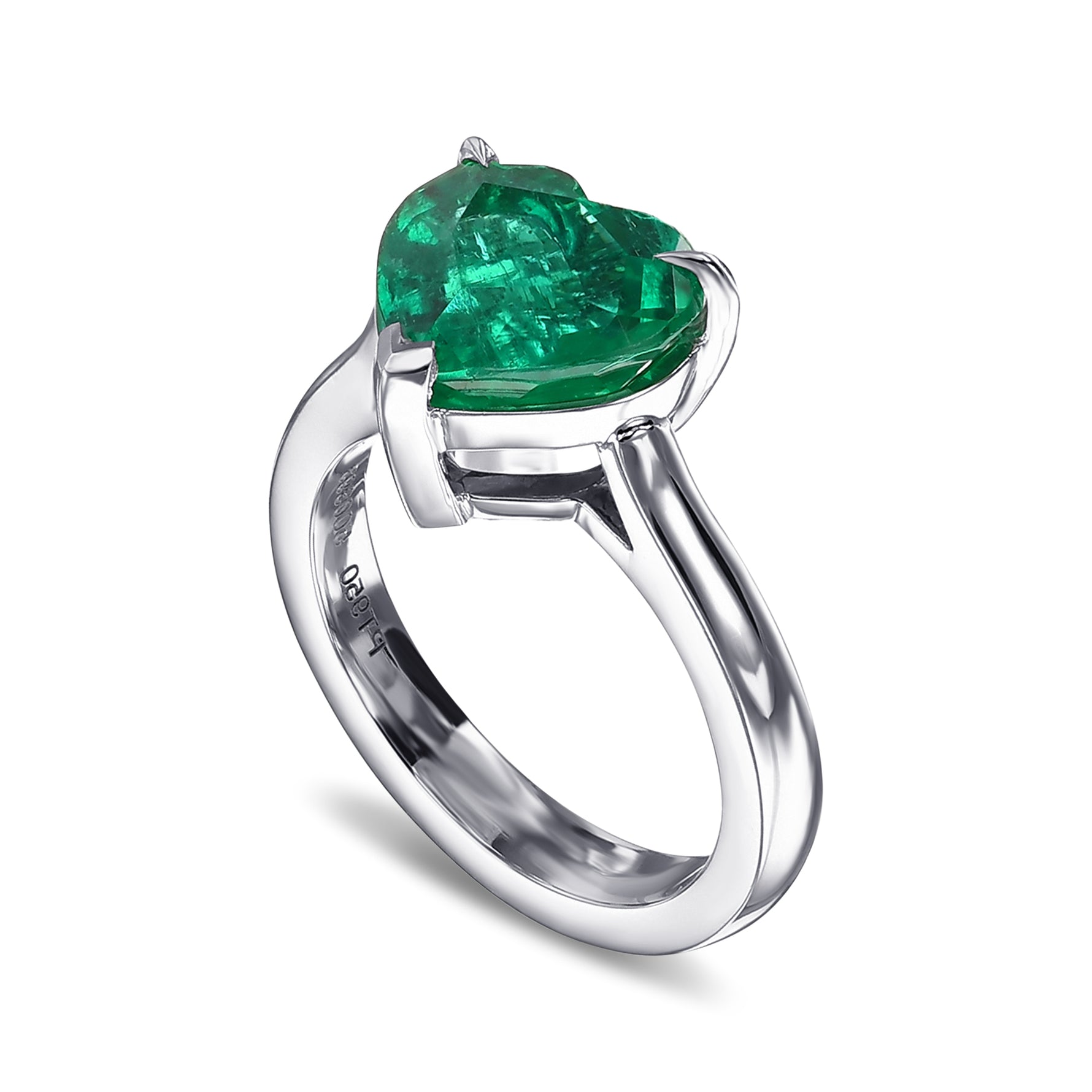 Emerald Heart Solitaire Ring