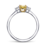 Fancy Intense Yellow Cushion Diamond 3 Stone Ring
