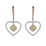 Fancy Light Yellow Green Radiant Double Halo Diamond Earrings