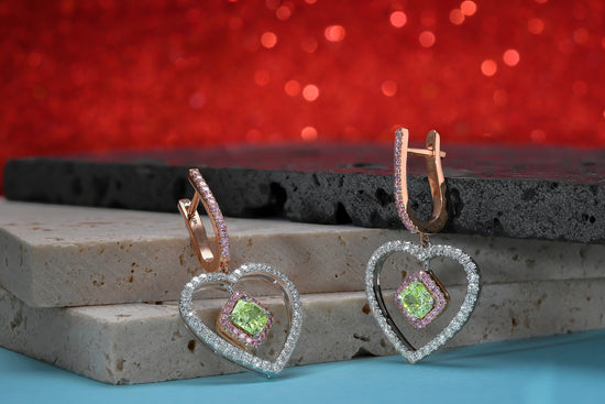 Fancy Light Yellow Green Radiant Double Halo Diamond Earrings