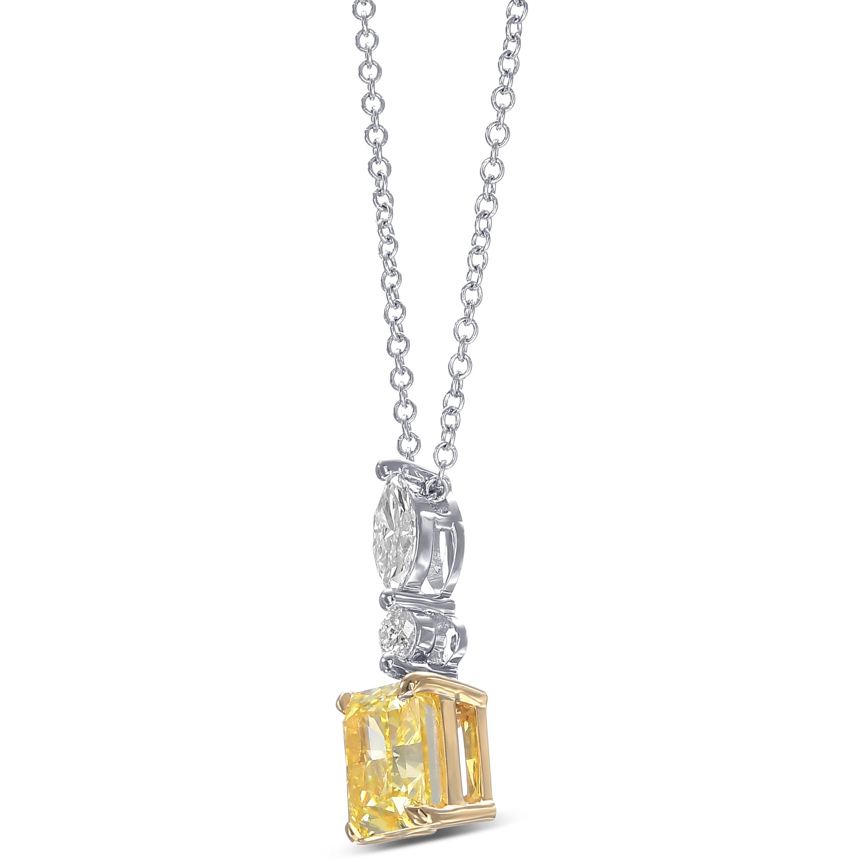 Fancy Intense Yellow Radiant Drop Diamond Pendant