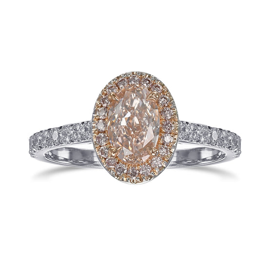 Fancy Brown Pink Oval Halo Diamond Ring