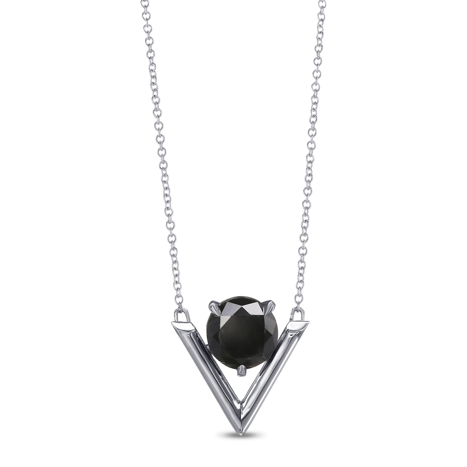 Fancy Black Round Solitaire Diamond Pendant