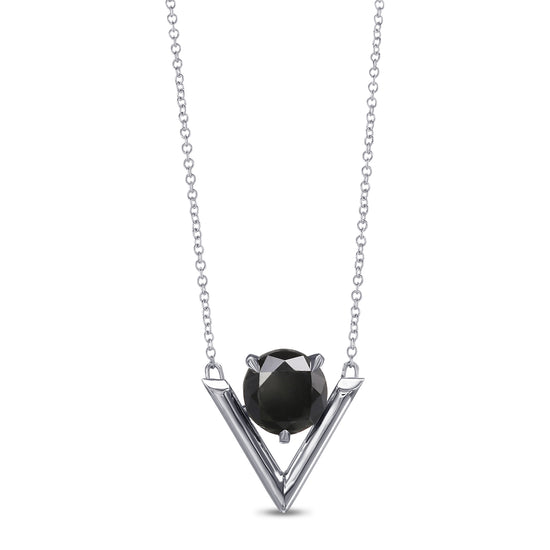 Fancy Black Round Solitaire Diamond Pendant
