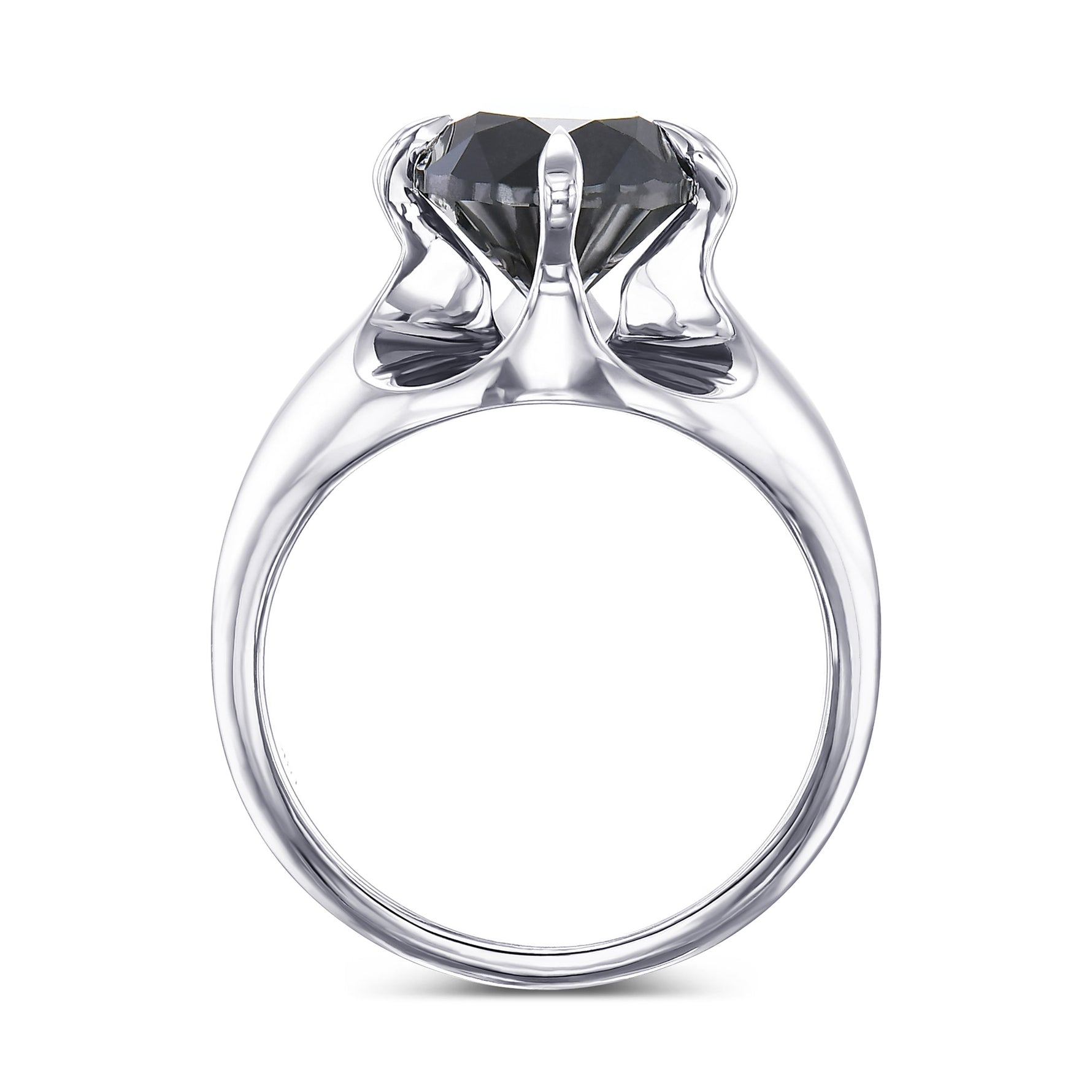 Fancy Black Round Solitaire Diamond Ring