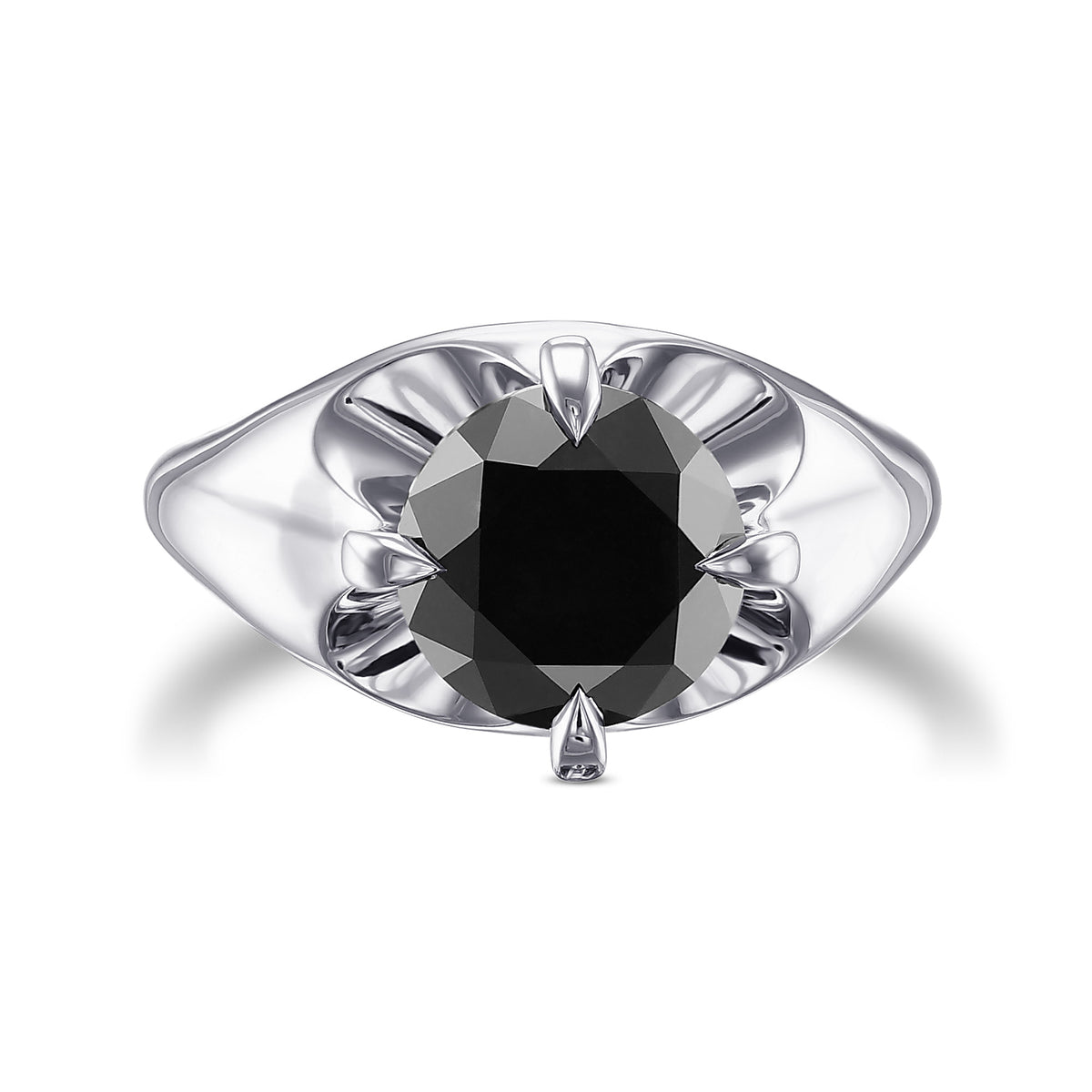 Fancy Black Round Solitaire Diamond Ring