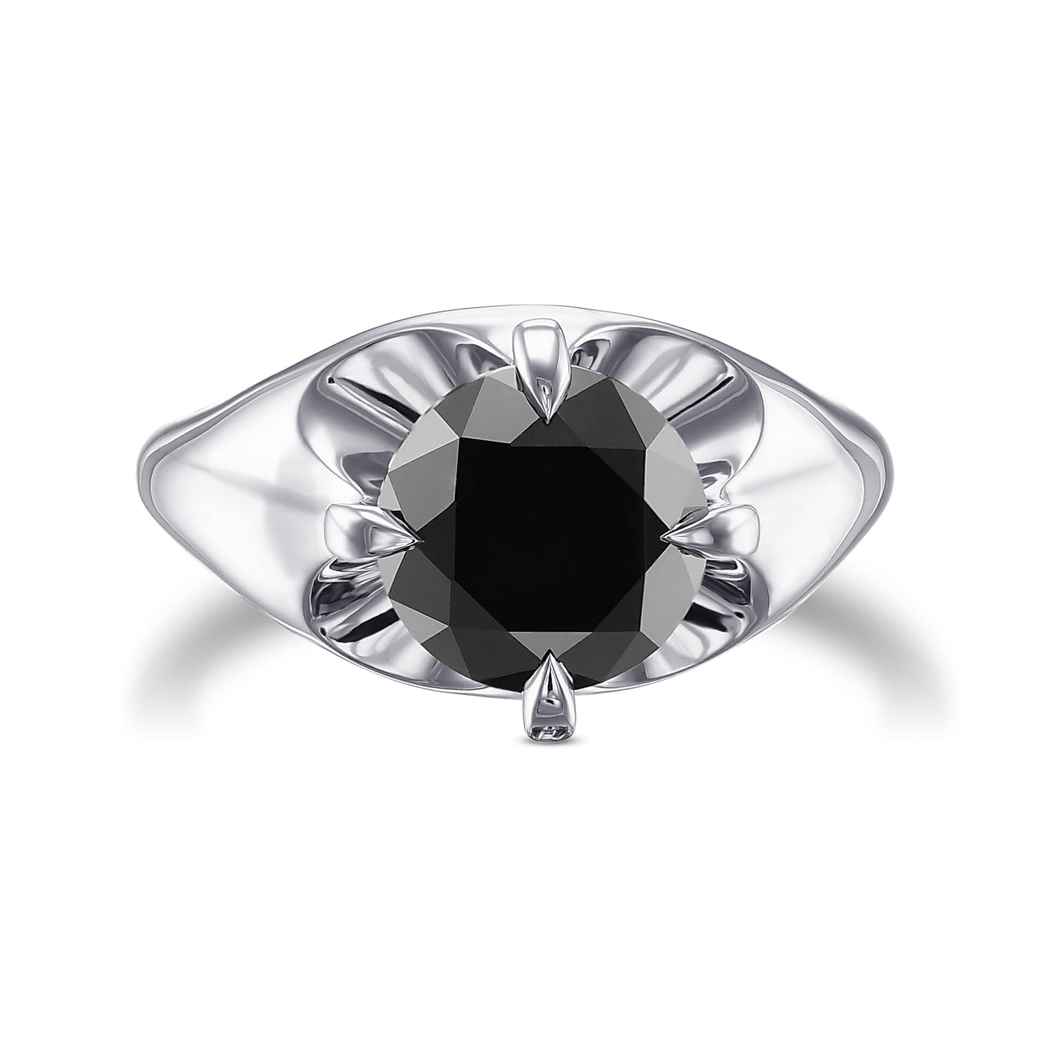 Fancy Black Round Solitaire Diamond Ring