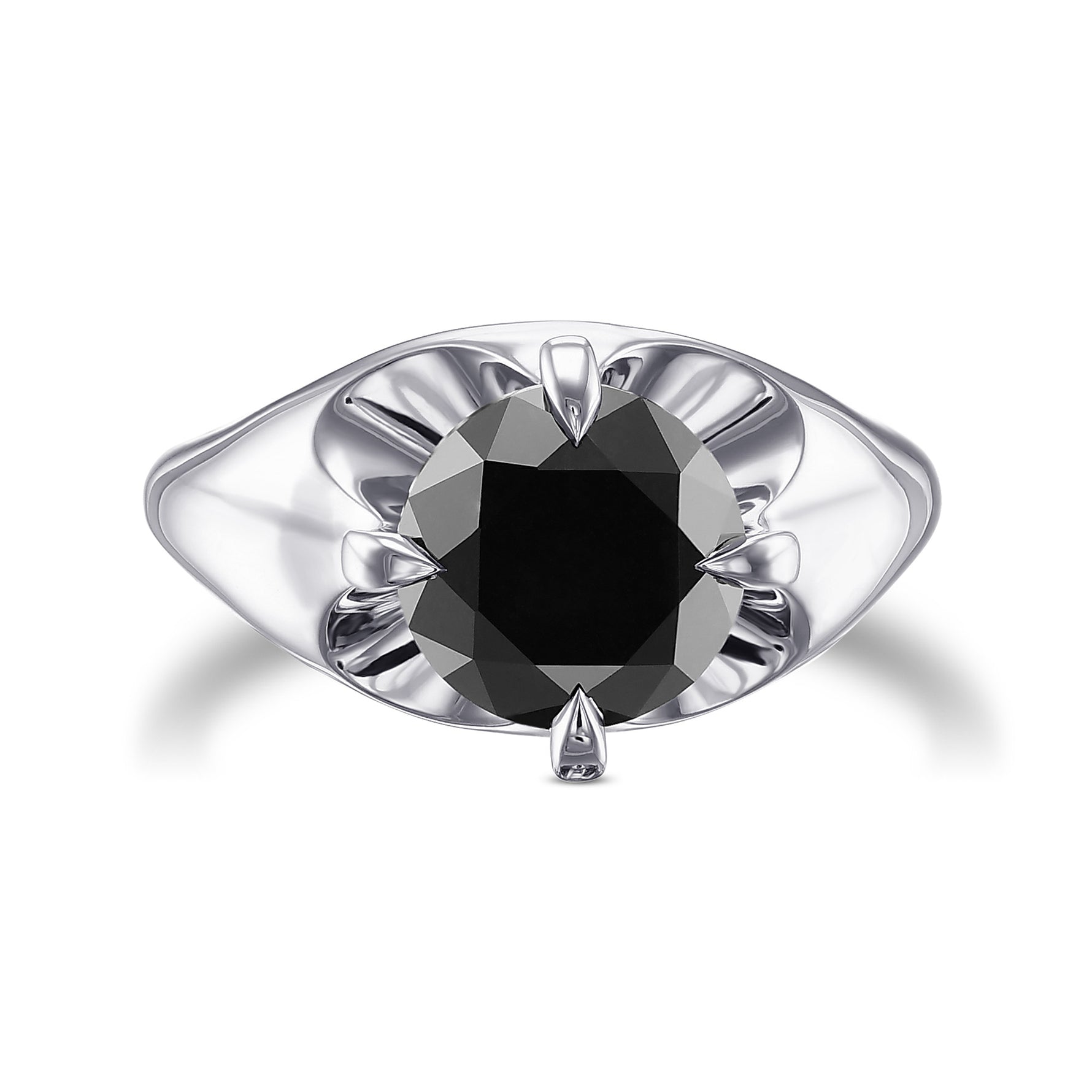 Fancy Black Round Solitaire Diamond Ring