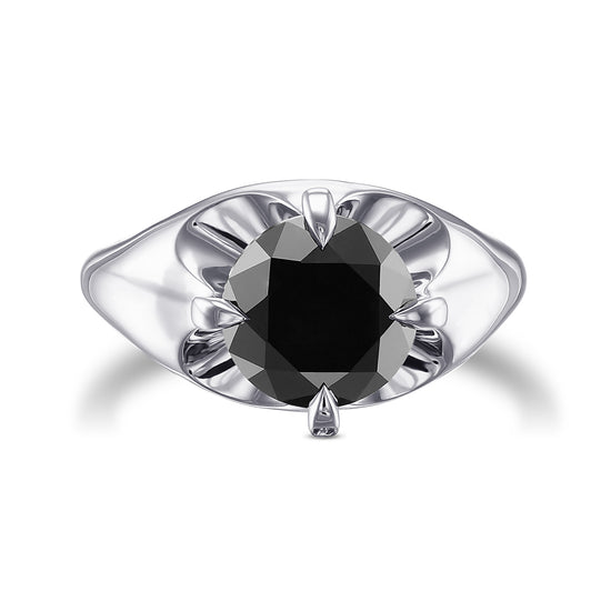 Fancy Black Round Solitaire Diamond Ring