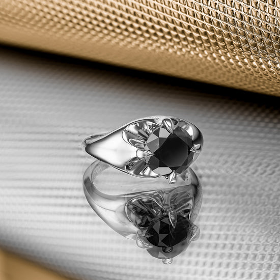Fancy Black Round Solitaire Diamond Ring