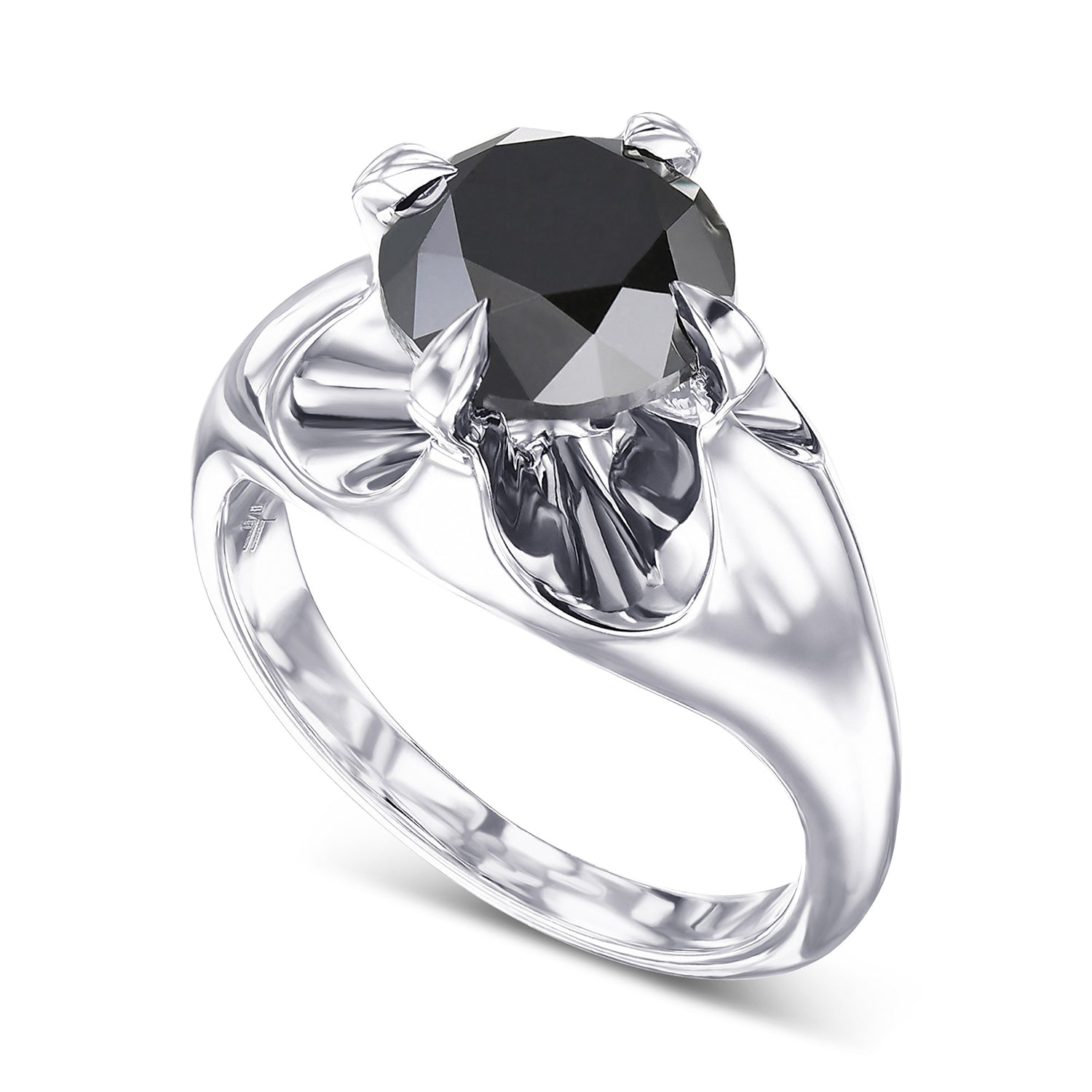 Fancy Black Round Solitaire Diamond Ring