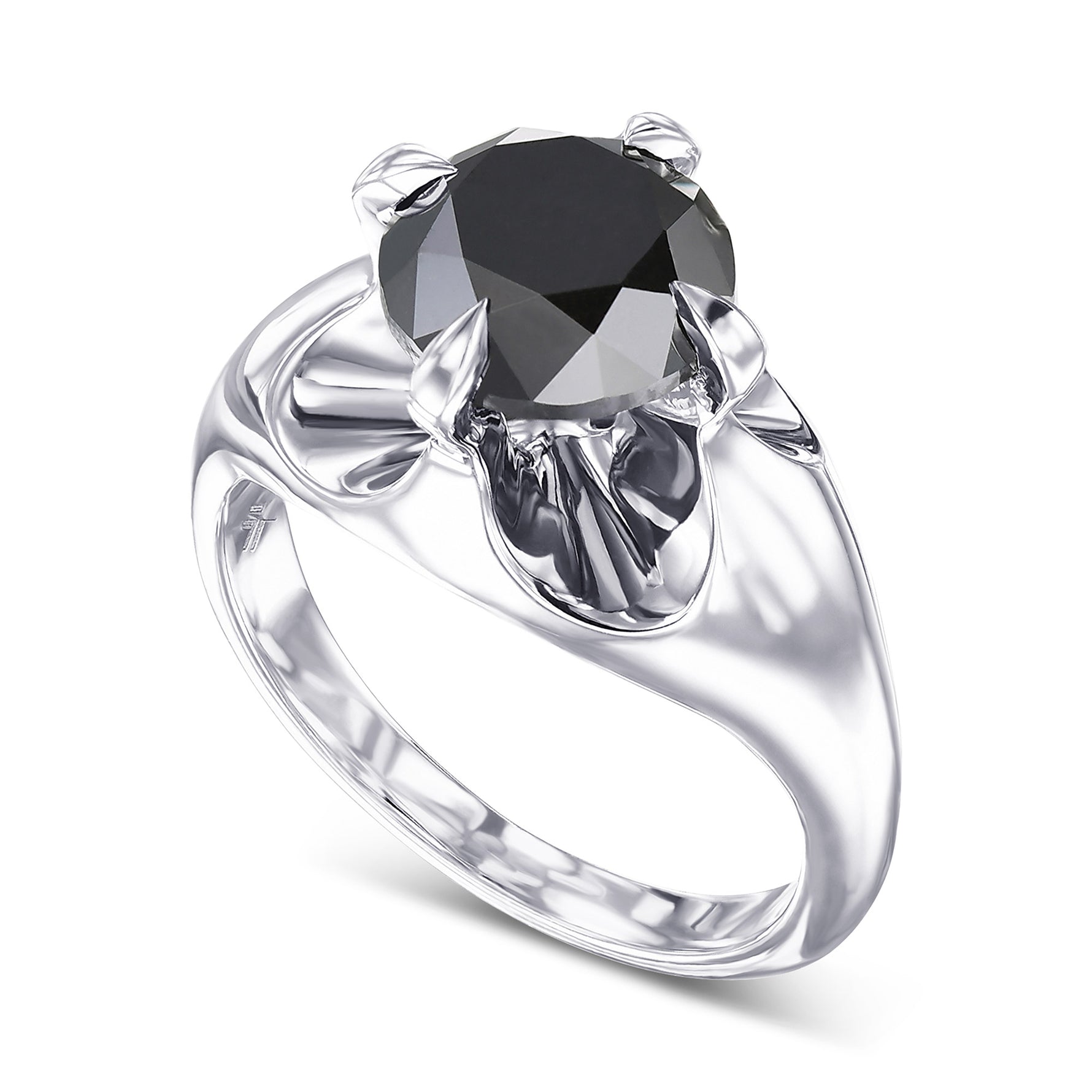 Fancy Black Round Solitaire Diamond Ring