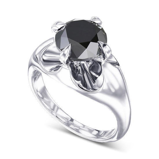 Fancy Black Round Solitaire Diamond Ring
