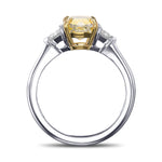 Fancy Intense Yellow Cushion Diamond 3 Stone Ring