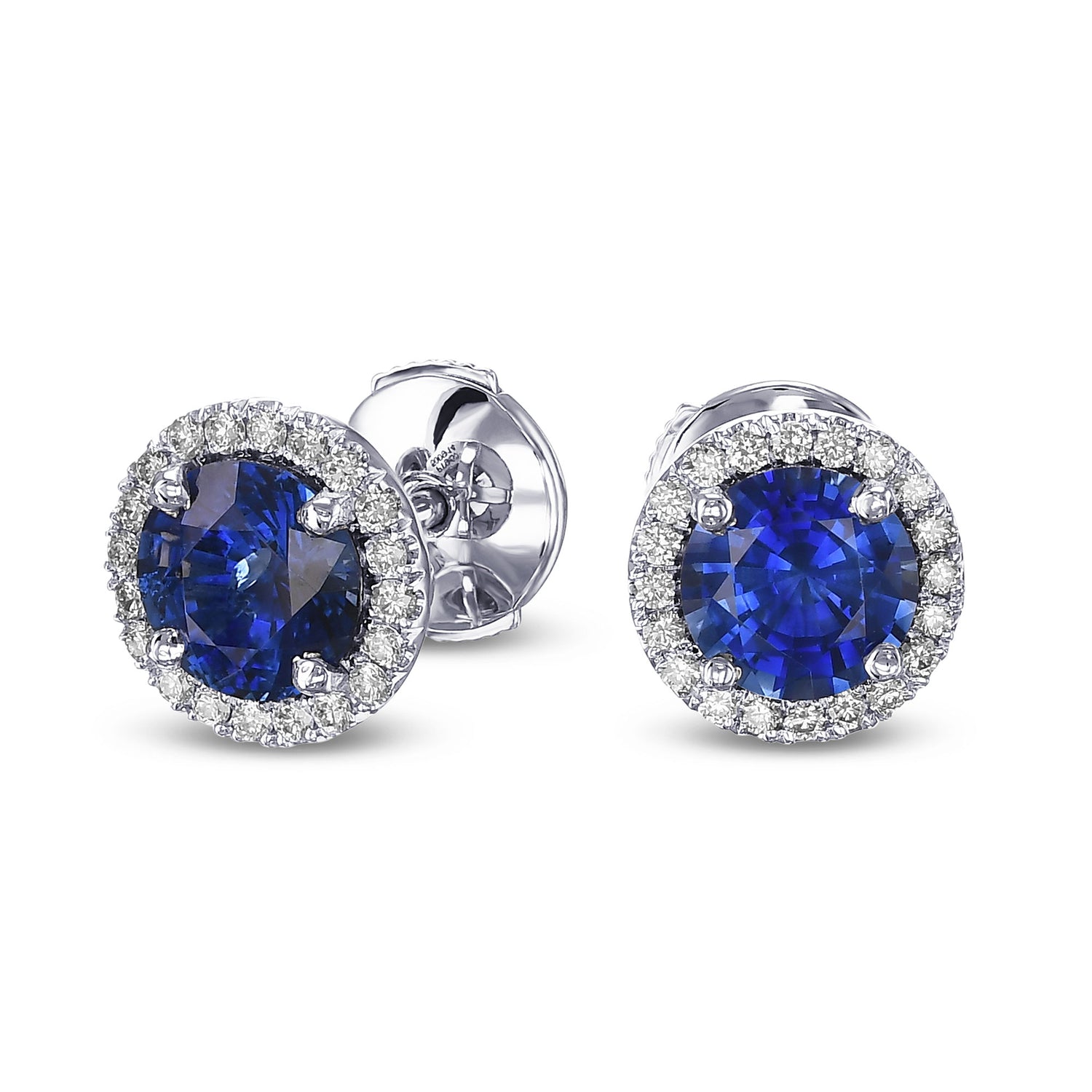 Sapphire and Diamond Halo Earrings