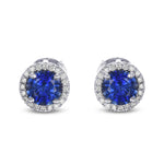 Sapphire and Diamond Halo Earrings