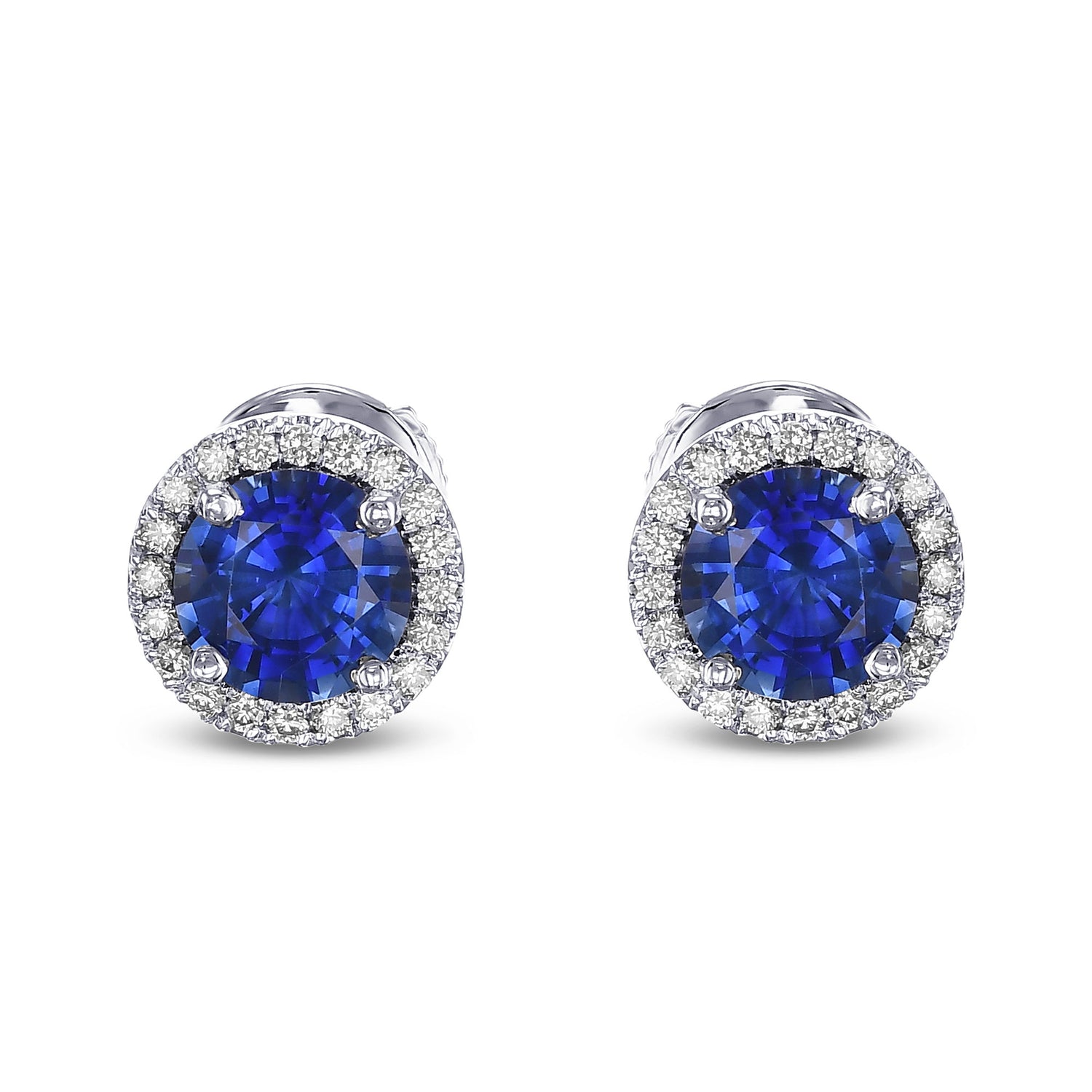 Sapphire and Diamond Halo Earrings