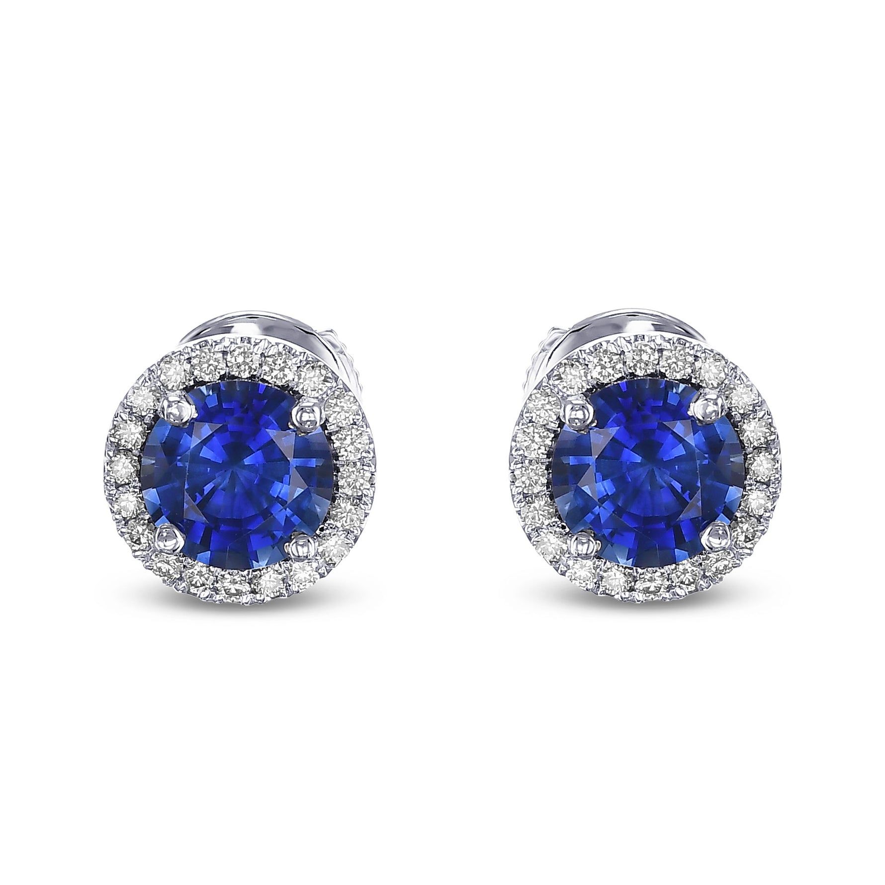 Sapphire and Diamond Halo Earrings