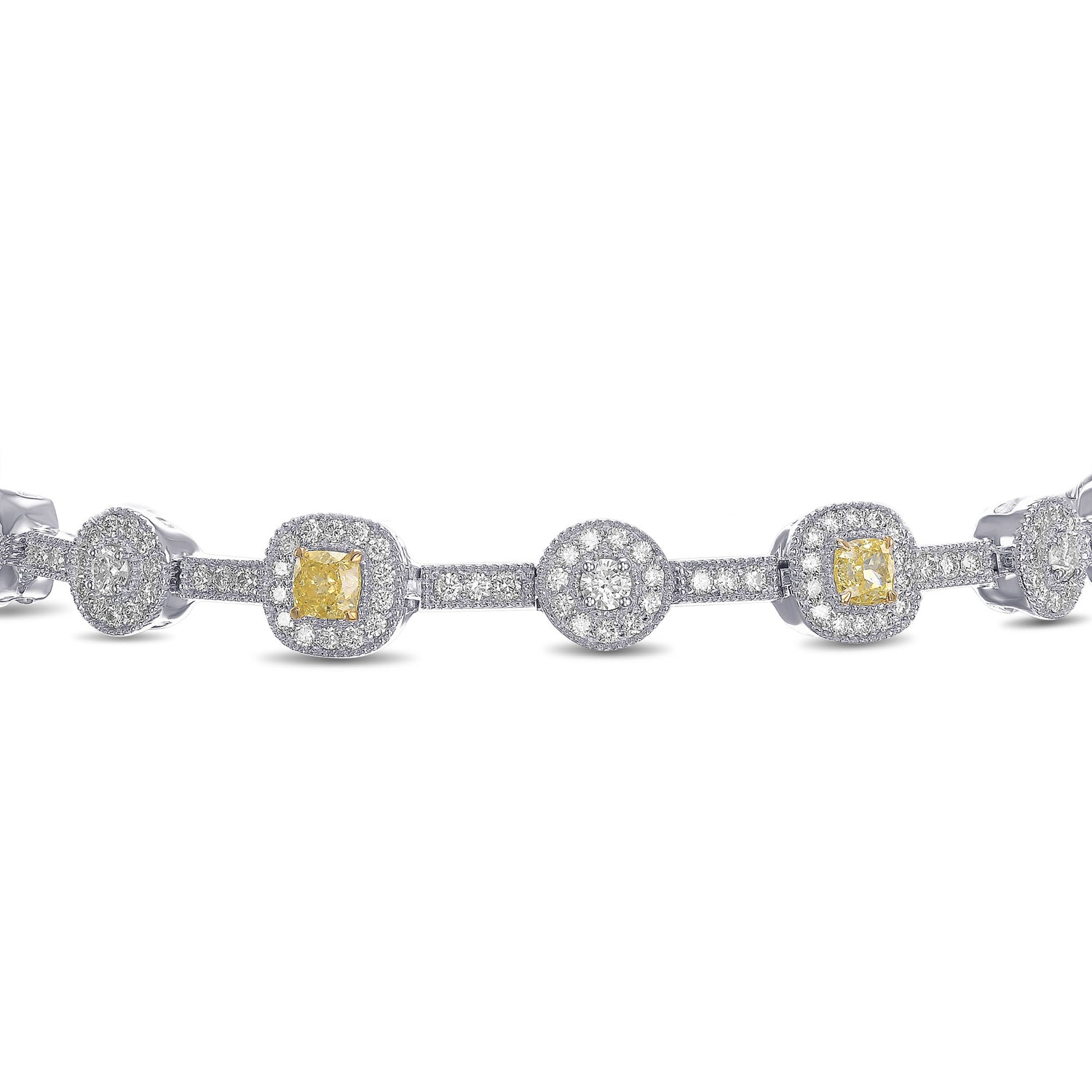 Fancy Intense Yellow and White Diamond Halo Bracelet