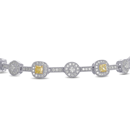 Fancy Intense Yellow and White Diamond Halo Bracelet