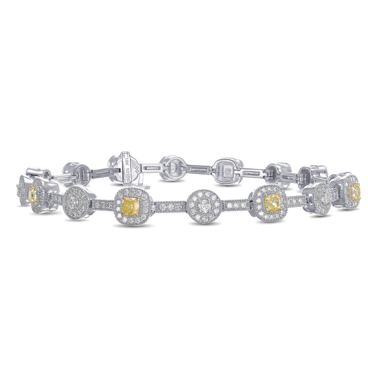 Fancy Intense Yellow and White Diamond Halo Bracelet