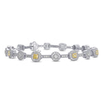 Fancy Intense Yellow and White Diamond Halo Bracelet