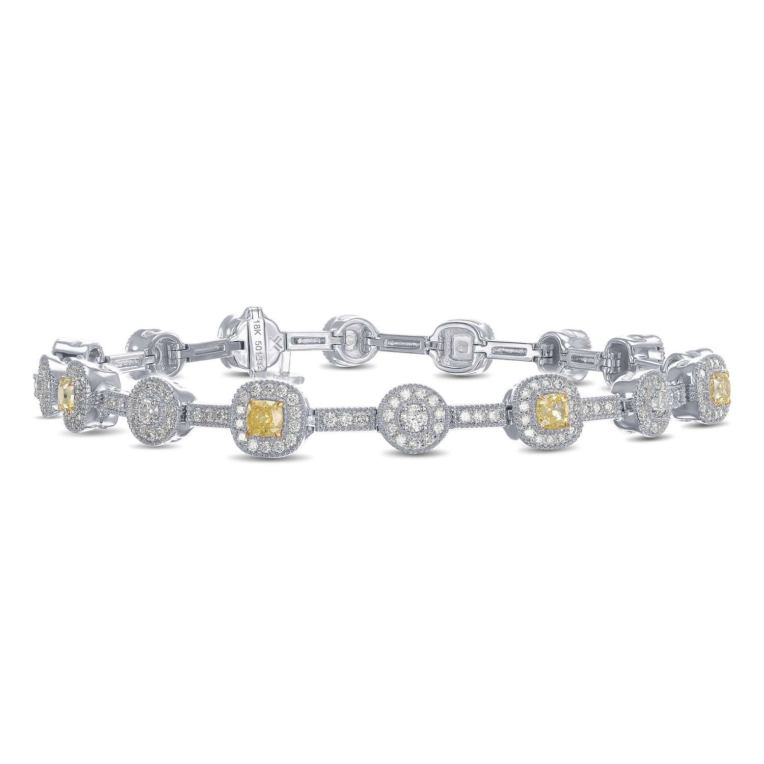 Fancy Intense Yellow and White Diamond Halo Bracelet
