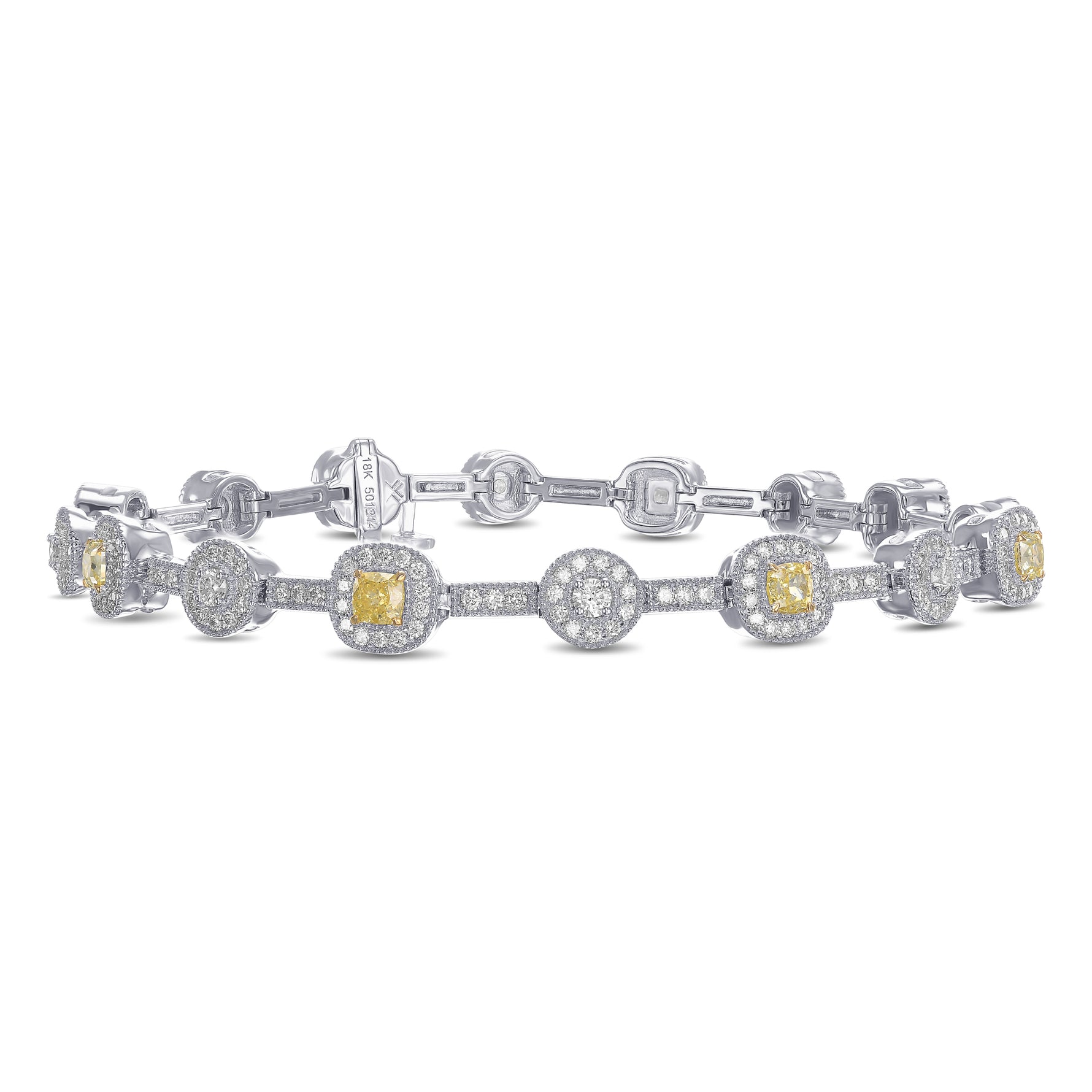 Fancy Intense Yellow and White Diamond Halo Bracelet