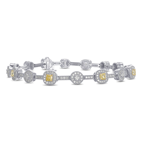 Fancy Intense Yellow and White Diamond Halo Bracelet