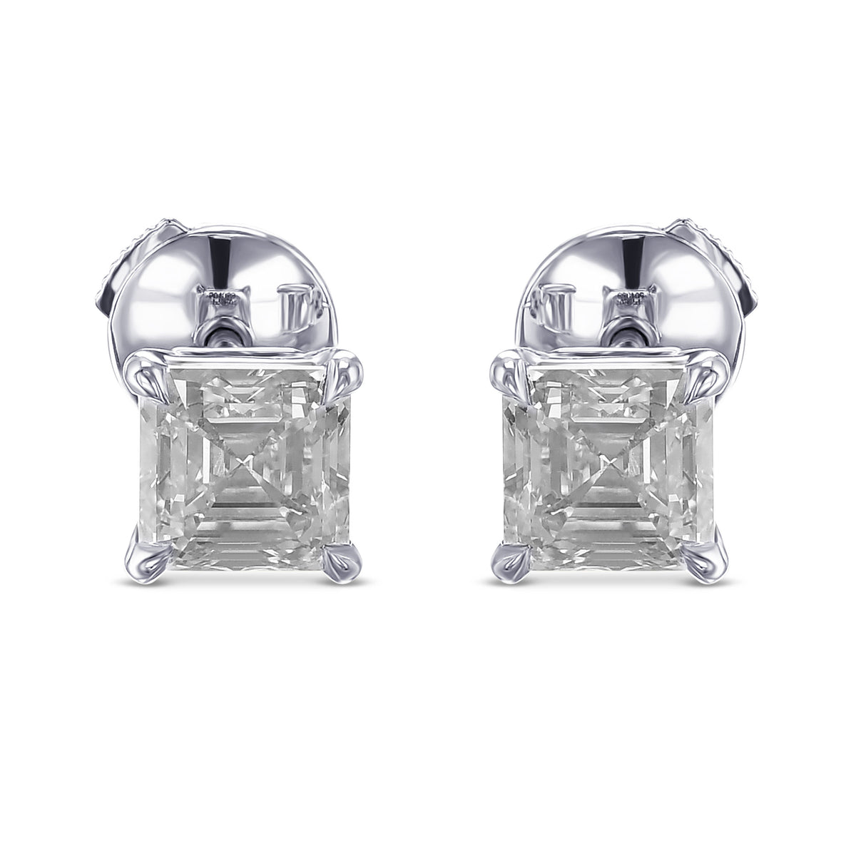 Colorless Asscher-cut Stud Diamond Earrings