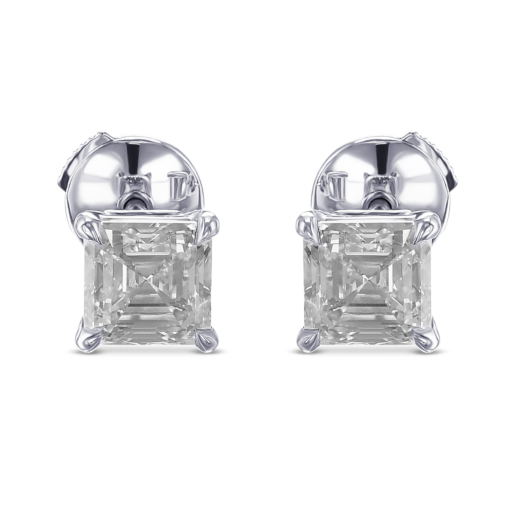Colorless Asscher-cut Stud Diamond Earrings