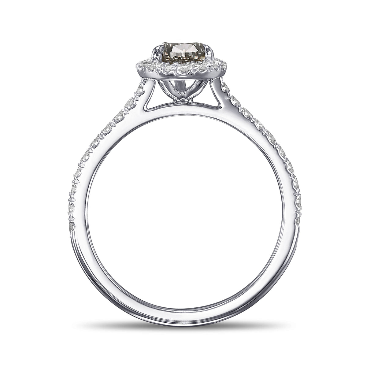 Fancy Dark Gray Pear Halo Diamond Ring