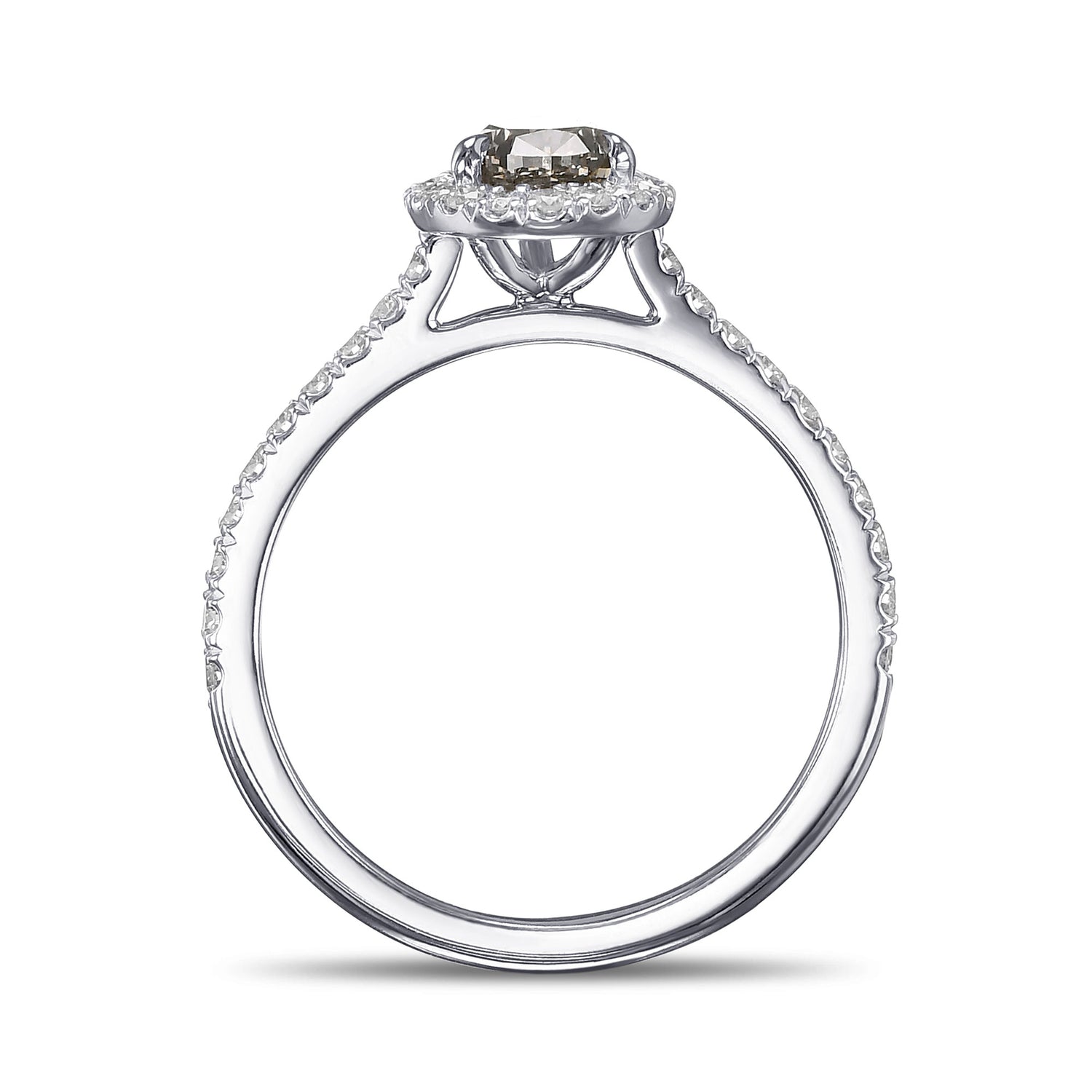 Fancy Dark Gray Pear Halo Diamond Ring
