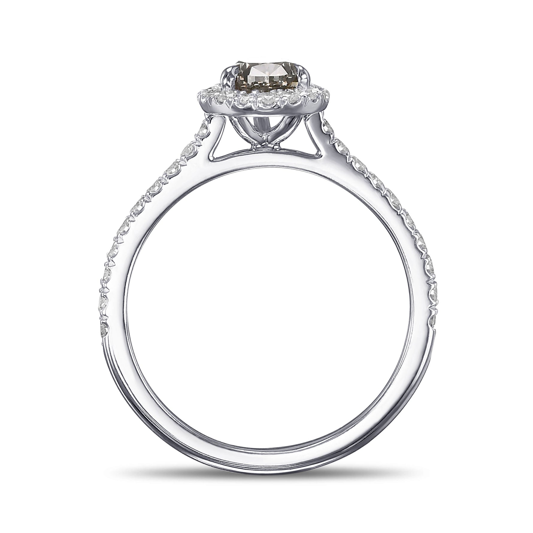 Fancy Dark Gray Pear Halo Diamond Ring