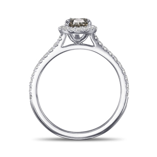 Fancy Dark Gray Pear Halo Diamond Ring
