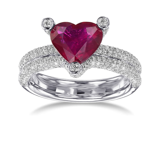 Heart Ruby and Diamond Designer Dress Ring