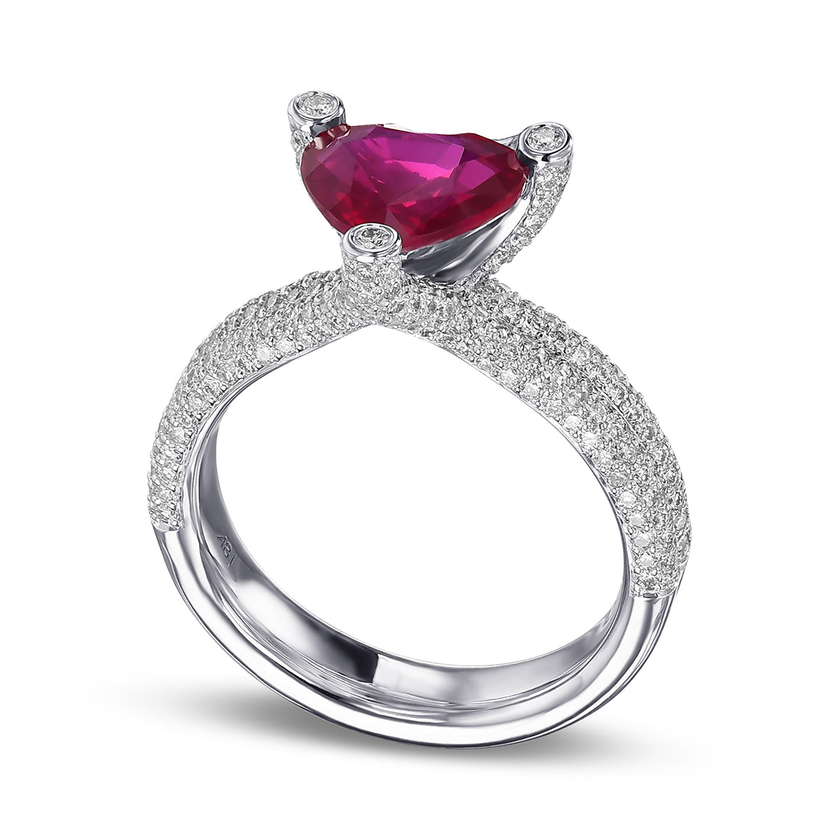 Heart Ruby and Diamond Designer Dress Ring