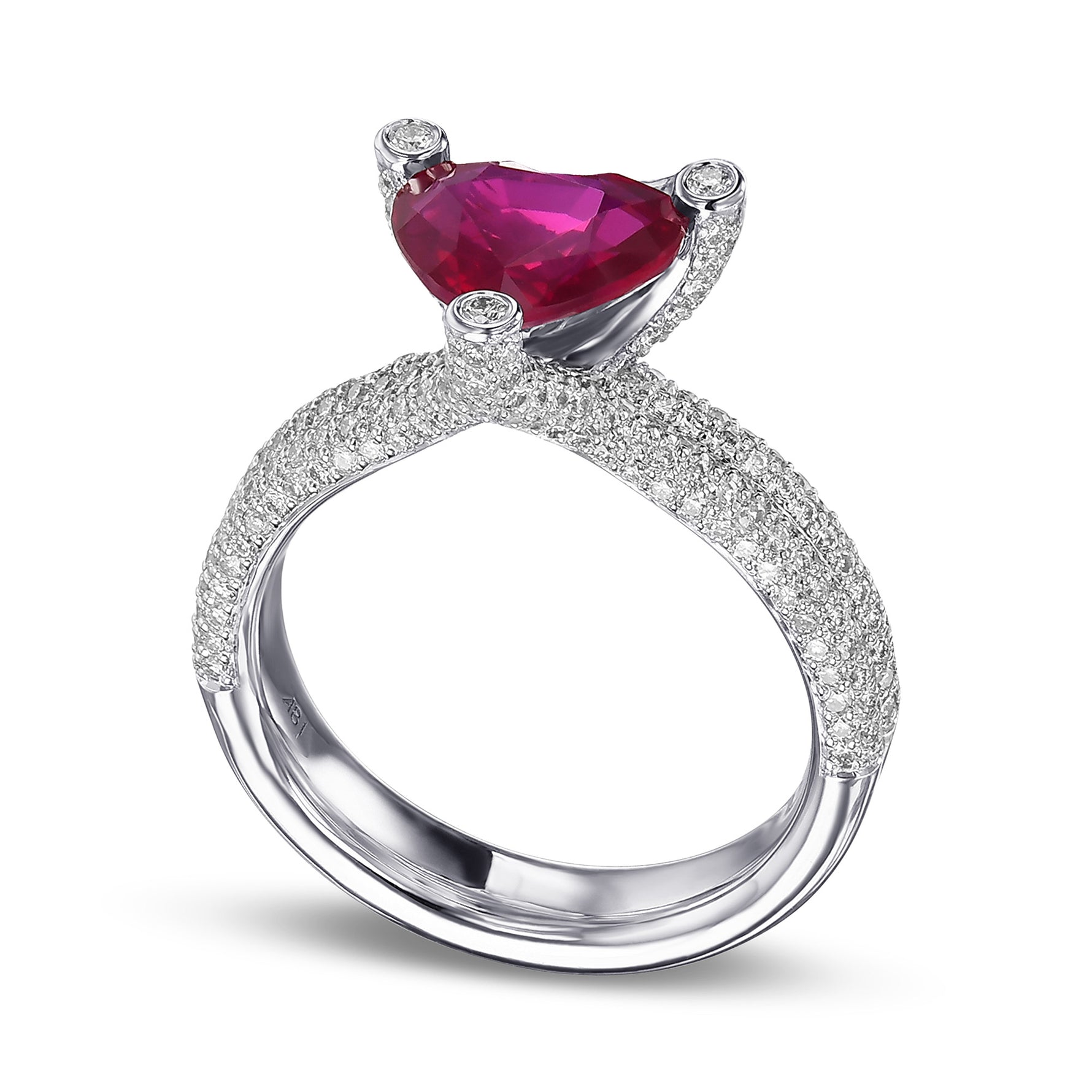 Heart Ruby and Diamond Designer Dress Ring