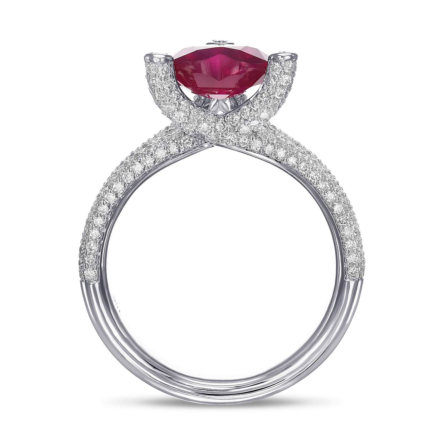 Heart Ruby and Diamond Designer Dress Ring