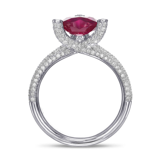 Heart Ruby and Diamond Designer Dress Ring