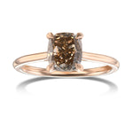 Fancy Dark Yellowish Brown Cushion Solitaire Ring