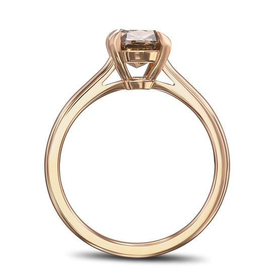 Fancy Dark Yellowish Brown Cushion Solitaire Ring