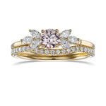 Fancy Light Pink Round Diamond Engagement & Wedding Set Rings