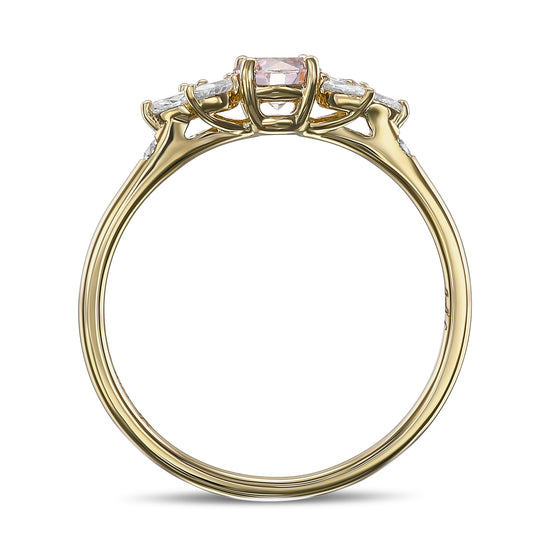 Fancy Light Pink Round Diamond Engagement & Wedding Set Rings