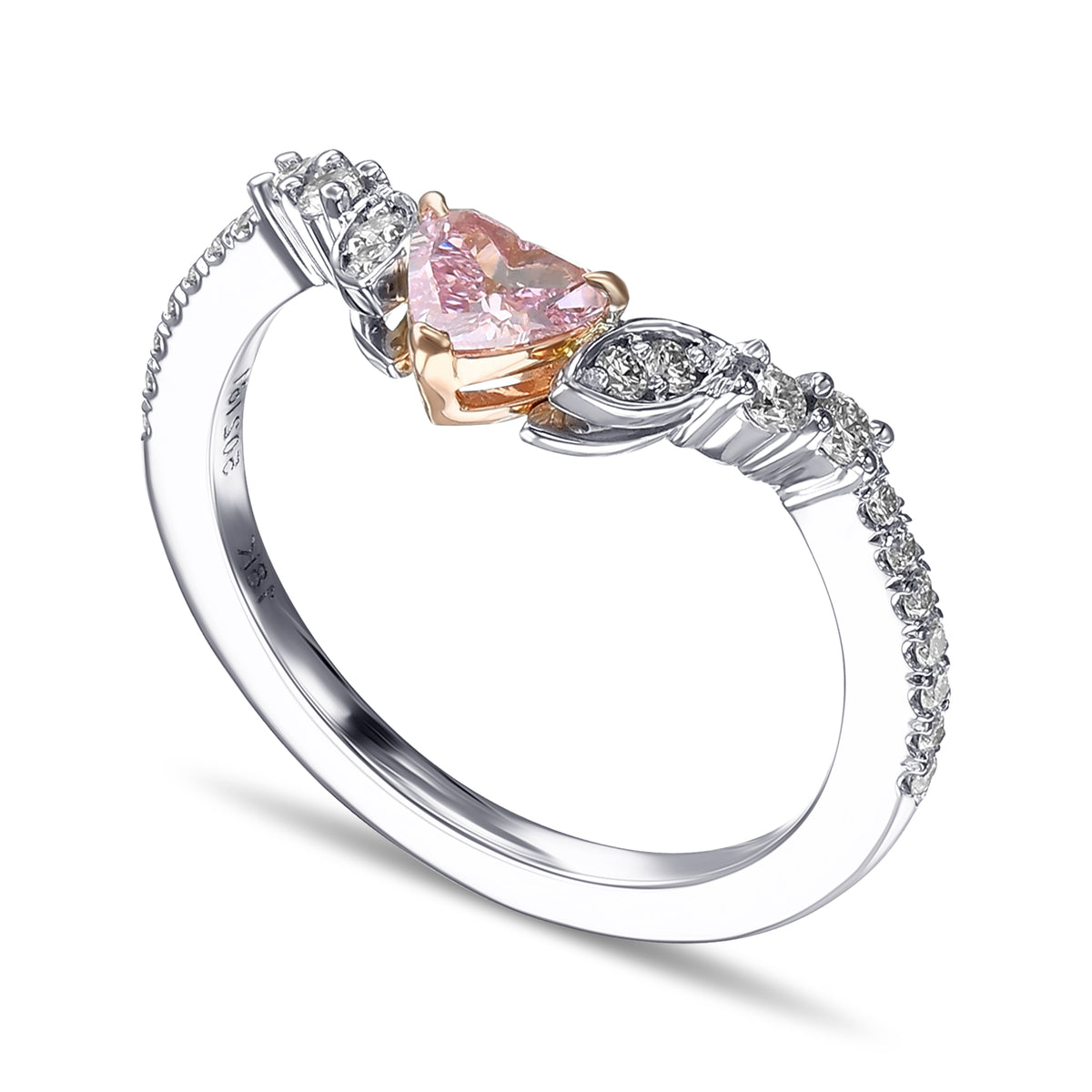 Fancy Intense Purplish Pink Heart Shape Diamond Wedding Band