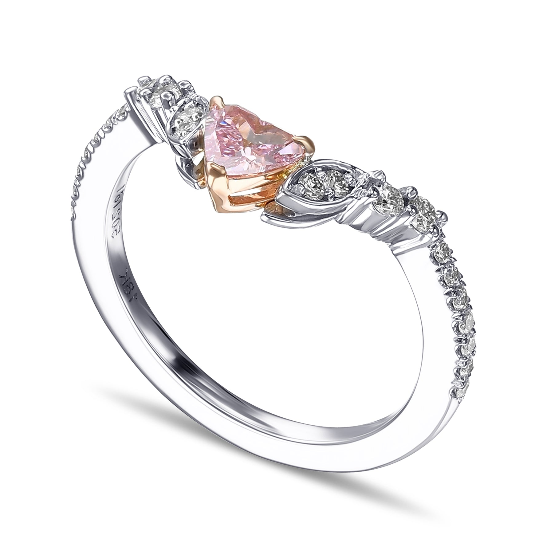 Fancy Intense Purplish Pink Heart Shape Diamond Wedding Band