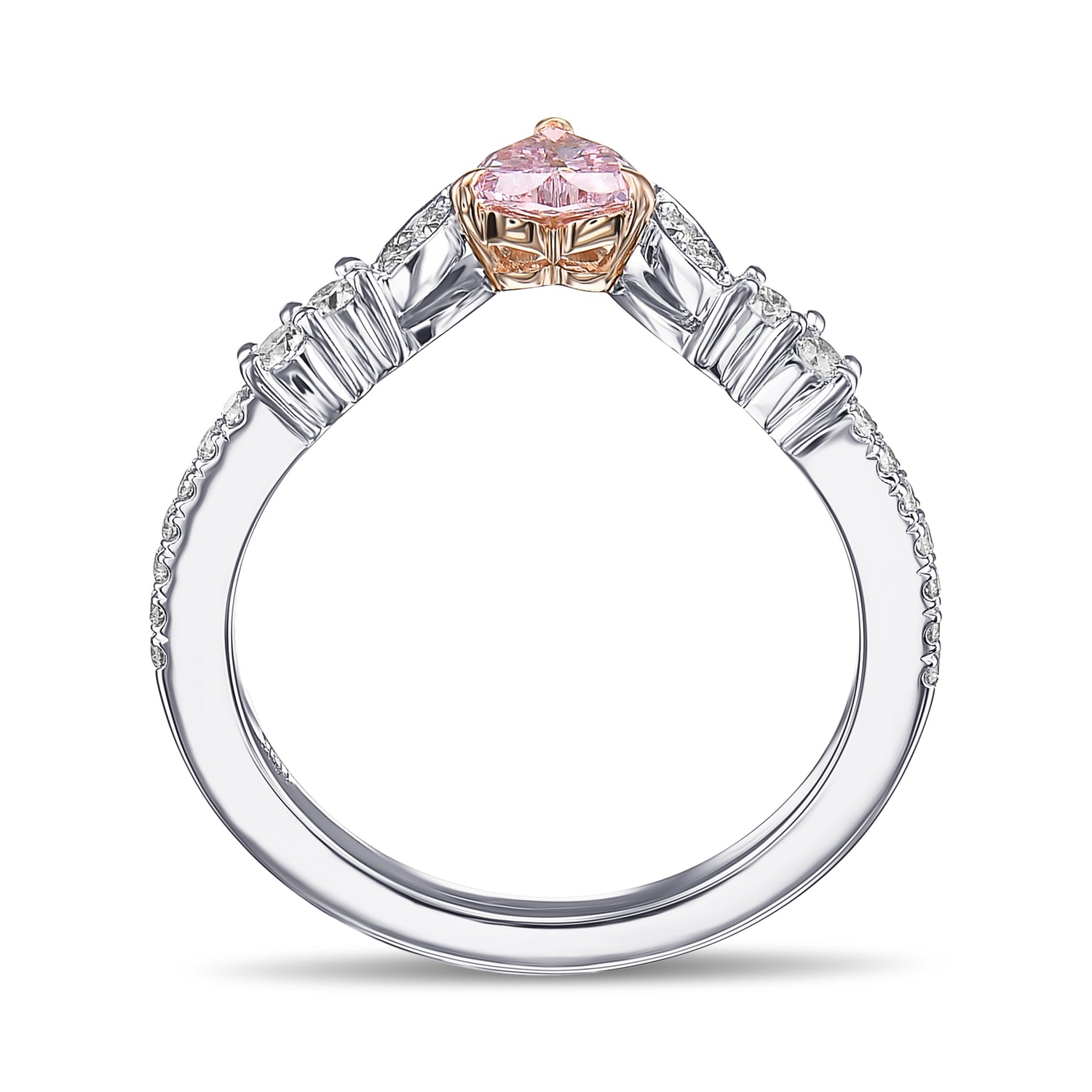 Fancy Intense Purplish Pink Heart Shape Diamond Wedding Band