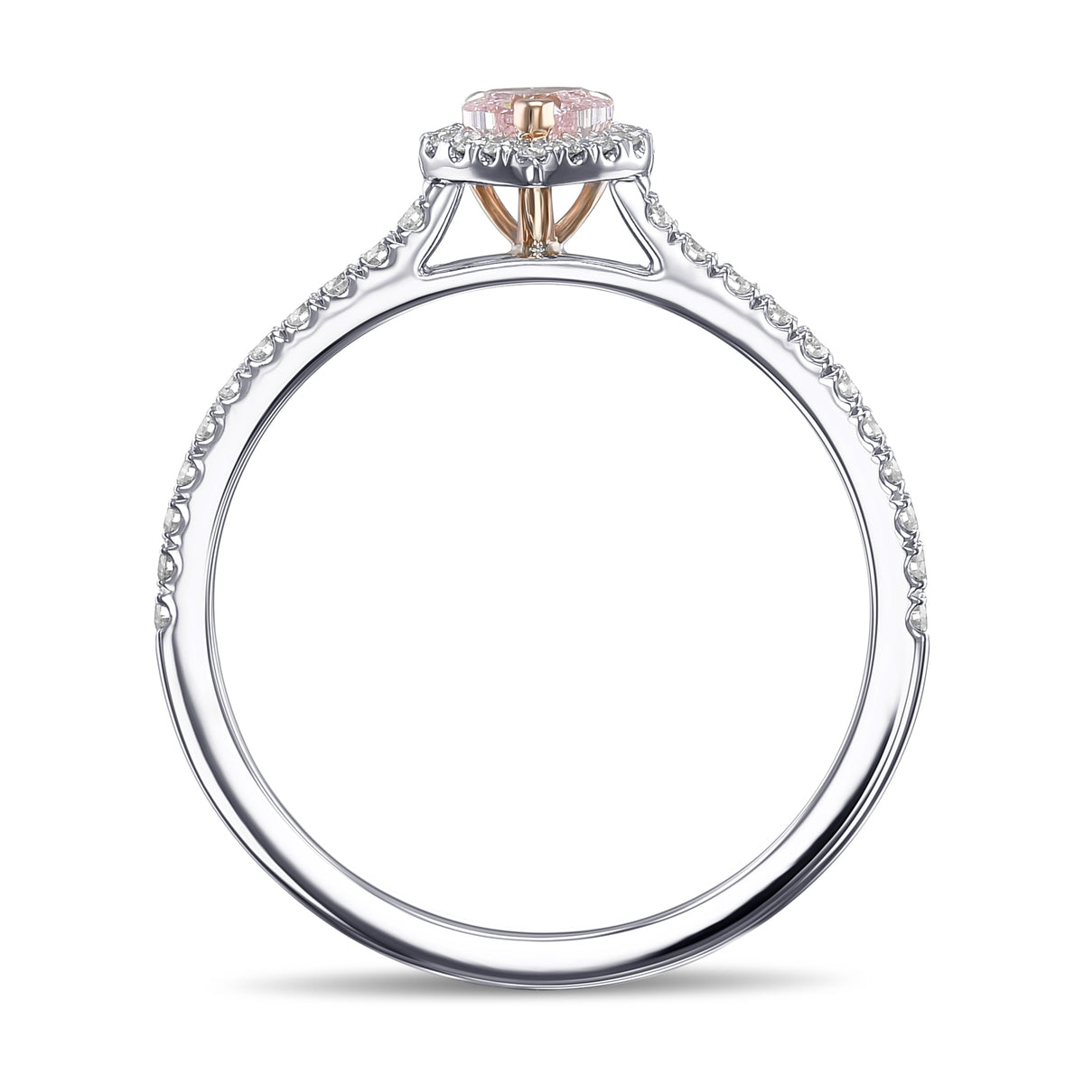 Fancy Purplish Pink Heart Halo Diamond Ring