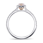 Fancy Purplish Pink Heart Halo Diamond Ring