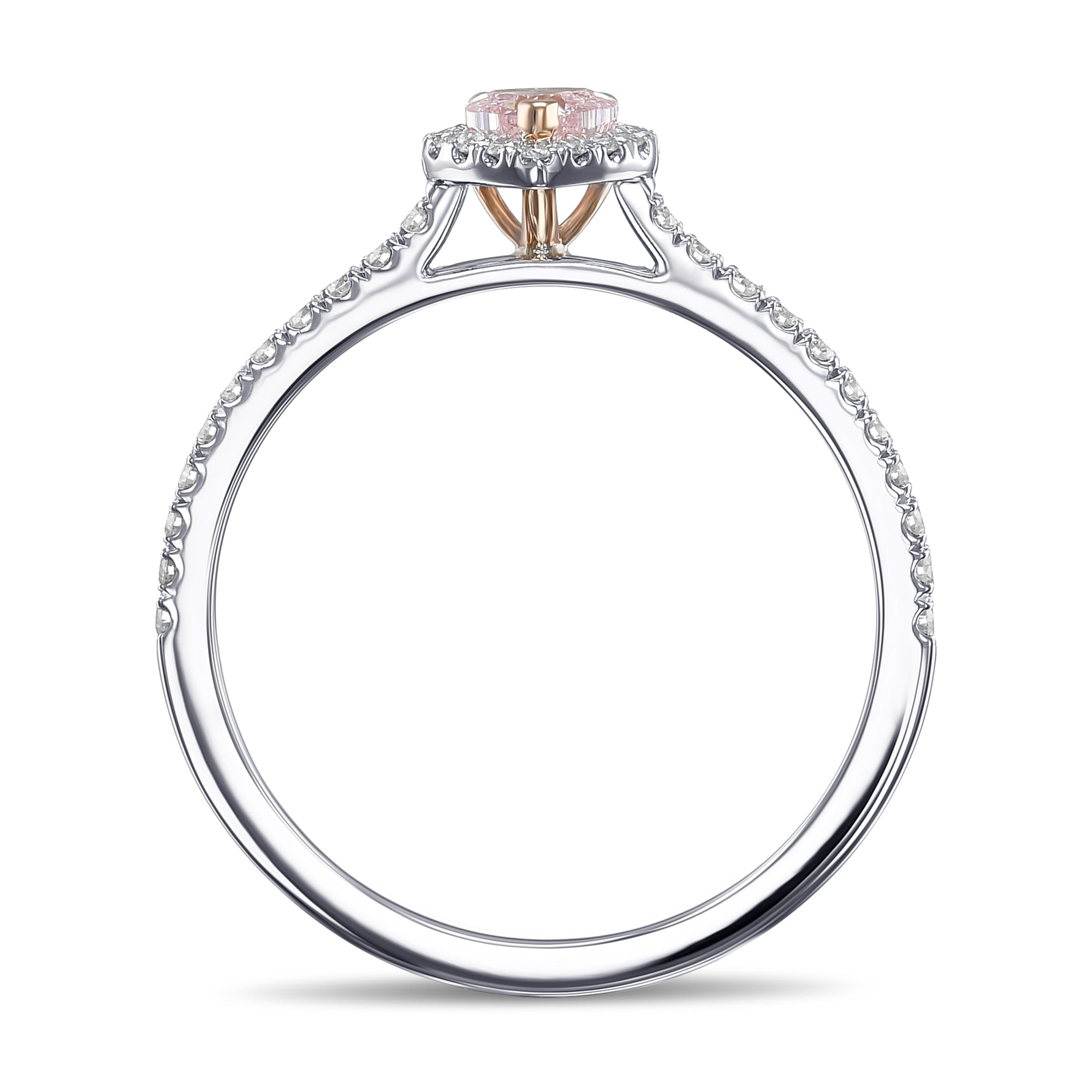 Fancy Purplish Pink Heart Halo Diamond Ring
